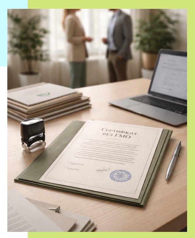 Сертификат без ГМО в Дальнегорске от 7728 р. оформить срочно Алешин-Дль